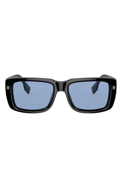 Shop Burberry 55mm Rectangular Sunglasses In Black