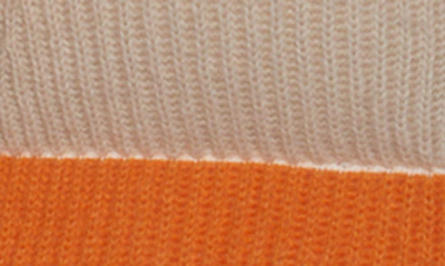 Shop Moncler Genius Stripe Knit Down Cardigan In Orange Cream