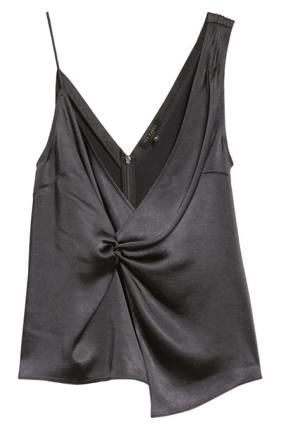 Ted Baker Angelya Asymmetric Twist Front Camisole Top In Black