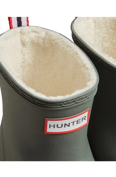 Shop Hunter Play Short Faux Shearling Lined Waterproof Rain Boot In Urban Grey