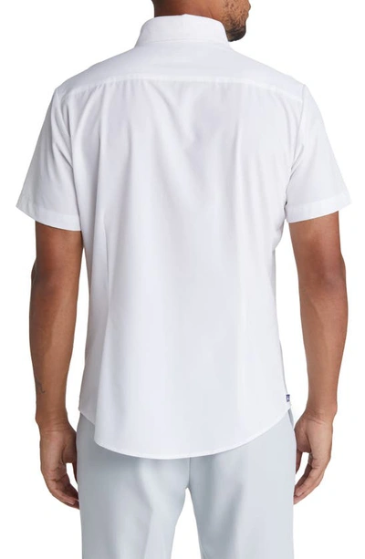 Shop Mizzen + Main Leeward Solid Stretch Performance Short Sleeve Button-up Shirt In White Solid