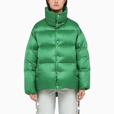 Shop Khrisjoy | Emerald Oversize Nylon Bomber Jacket In Green