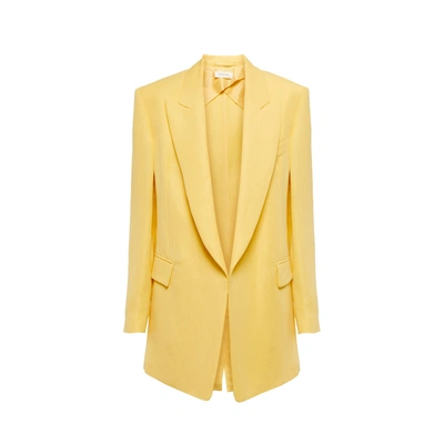 Shop Max Mara Sportmax Rieti Linen-blend Blazer In Yellow