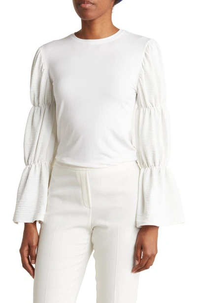 Shop Patrizia Luca Trumpet Sleeve Blouse In Off White