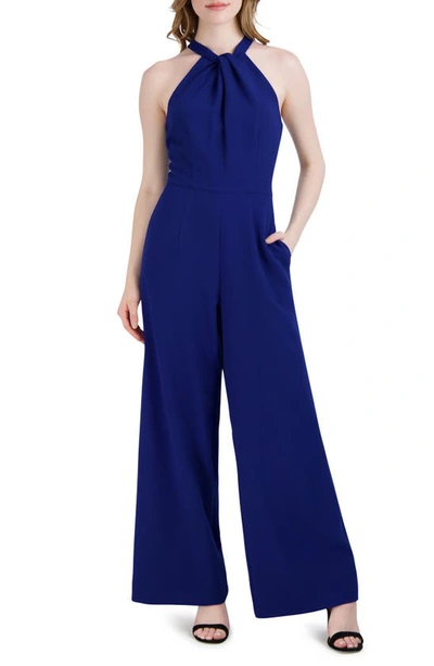 Shop Julia Jordan Halter Neck Wide Leg Jumpsuit In Sapphire