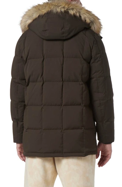 Shop Andrew Marc Olmstead Hooded Down Puffer Jacket With Faux Fur Trim In Jungle