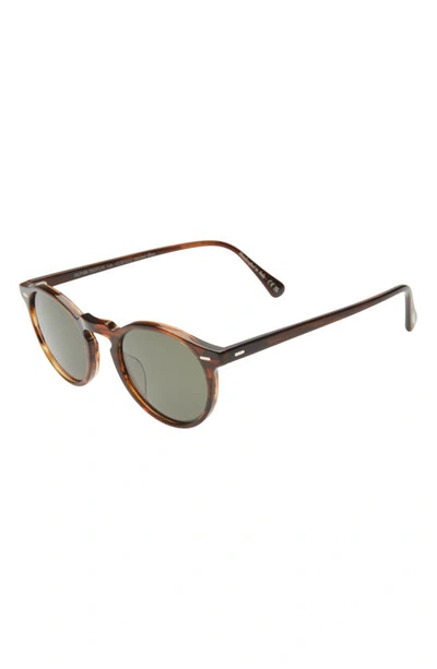 Oliver Peoples Gregory Peck Polarized Round Sunglasses, 50mm In Dark Tortoise
