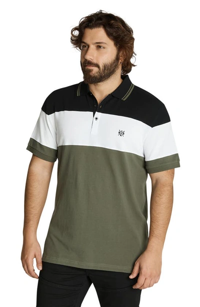 Shop Johnny Bigg Dangerfield Stripe Polo Shirt In Khaki