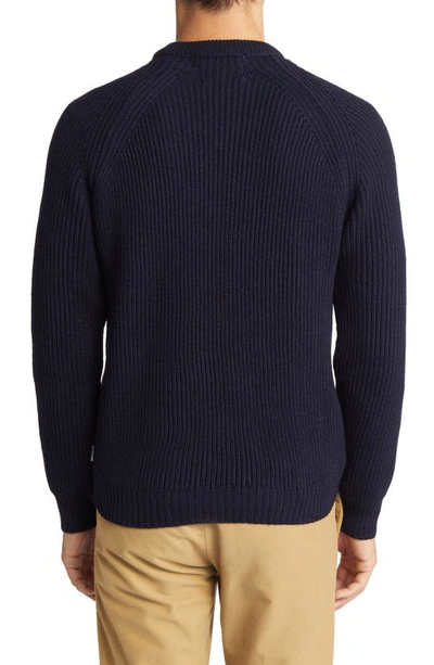 Shop Peregrinewear Ford Wool Fisherman Sweater In Navy