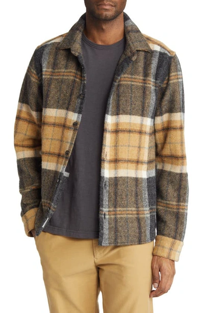 Shop Peregrinewear Check Wool Overshirt In Barney Check