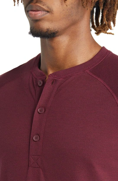 Shop Mizzen + Main Easyknit Long Sleeve Henley In Burgundy Heather