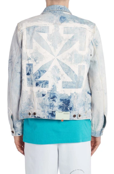 Shop Off-white Arrows Slim Crop Denim Jacket In Extreme Bleach