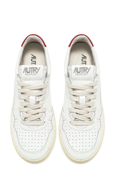 Shop Autry Medalist Low Sneaker In White Leather/ Red