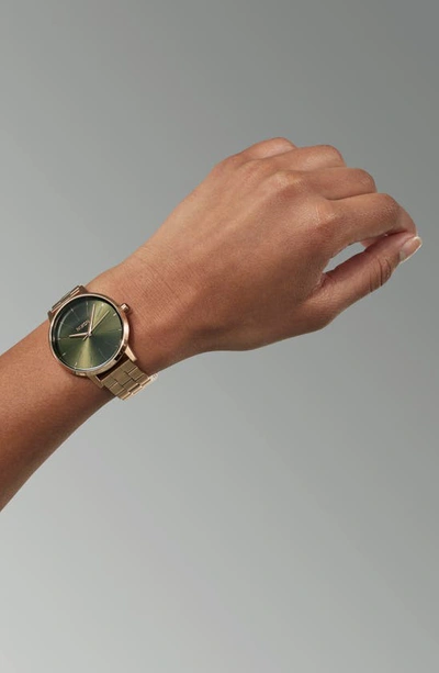 Shop Nixon The Kensington Bracelet Watch, 37mm In Rose Gold / Olive Sunray