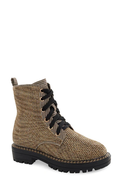 Shop Kurt Geiger Mini Burlington Crystal Embellished Combat Boot In Gold