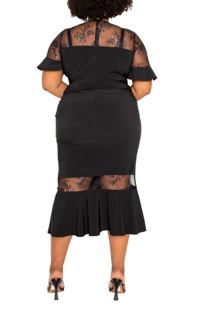 Shop Buxom Couture Fit & Flare Dress With Lace Inserts In Black