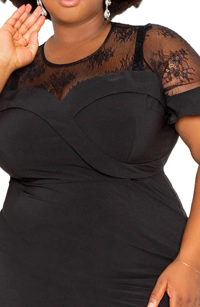 Shop Buxom Couture Fit & Flare Dress With Lace Inserts In Black