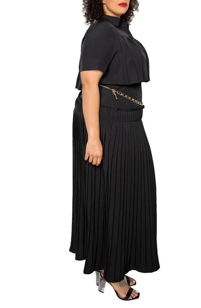 Shop Buxom Couture Pleated Top And Skirt Set In Black