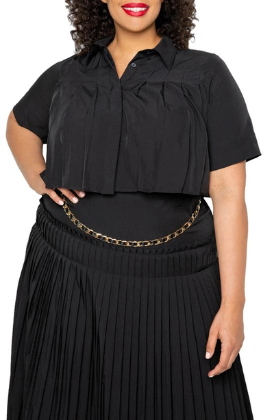 Shop Buxom Couture Pleated Top And Skirt Set In Black