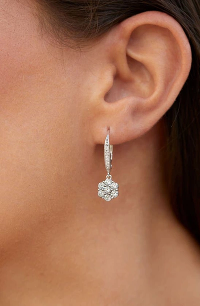Savvy Cie Jewels Cubic Zirconia Floral Drop Earrings In White