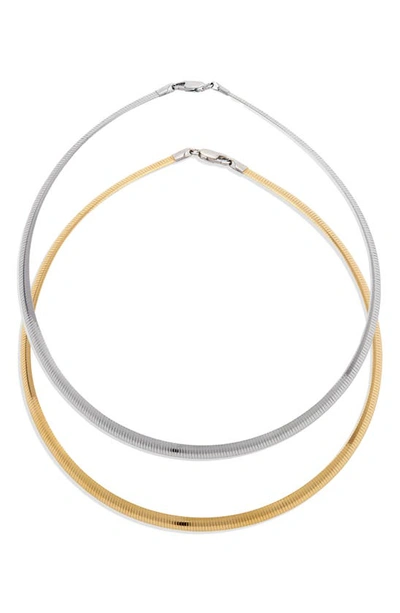 Shop Savvy Cie Jewels Reversible Omega Chain Necklace In Yellow