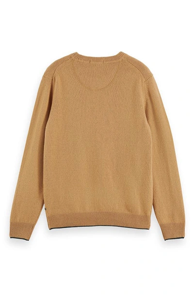 Shop Scotch & Soda Tipped Recycled Cashmere & Wool Crewneck Sweater In Sand Melange