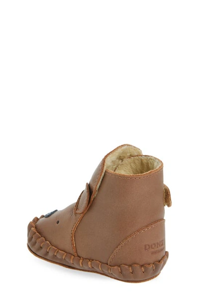 Shop Donsje Kids' Kapi Bear Slip-on Shoe With Faux Fur Lining In Cognac Classic Leather