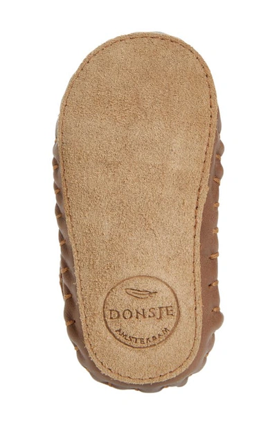 Shop Donsje Kids' Kapi Bear Slip-on Shoe With Faux Fur Lining In Cognac Classic Leather
