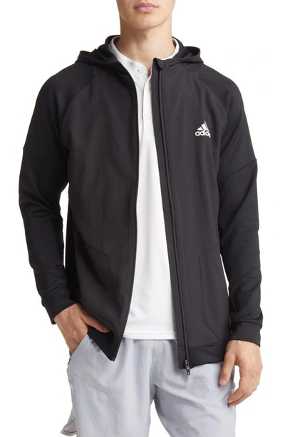 Shop Adidas Originals Recycled Polyester Front Zip Training Hoodie In Black