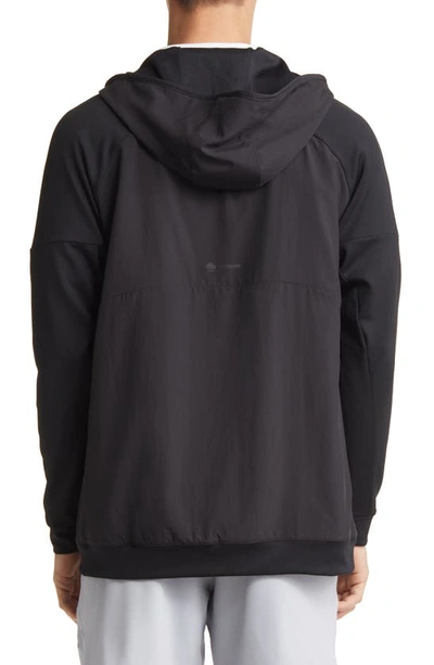 Shop Adidas Originals Recycled Polyester Front Zip Training Hoodie In Black