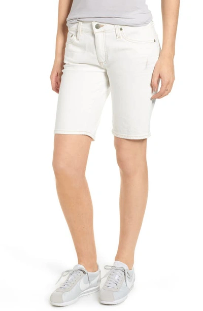 Shop Ag Nikki Denim Bermuda Shorts In 1 Year Neutral White