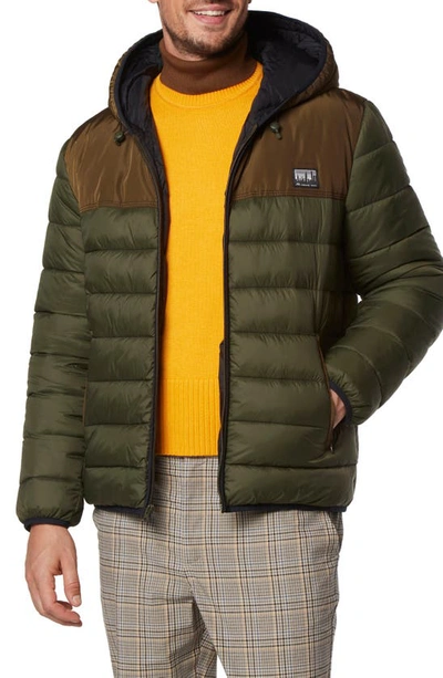 Andrew Marc Malone Color Blocked Hoodie In Forest