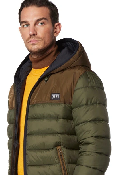 Andrew Marc Malone Color Blocked Hoodie In Forest