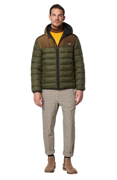 Andrew Marc Malone Color Blocked Hoodie In Forest