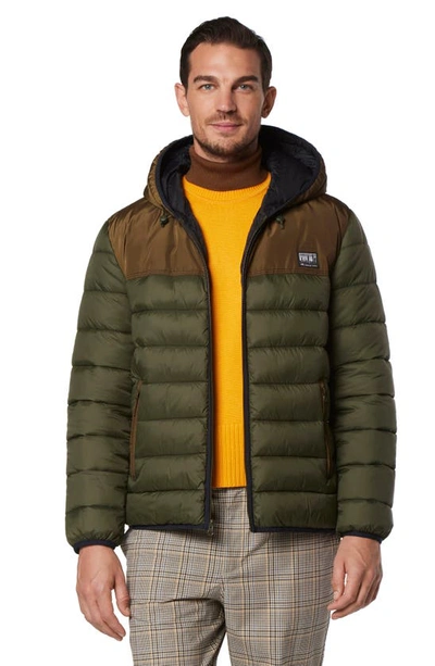 Andrew Marc Malone Color Blocked Hoodie In Forest