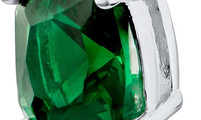 Shop Cz By Kenneth Jay Lane Cubic Zirconia Baguette Drop Earrings In Emerald/ Silver