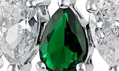 Shop Cz By Kenneth Jay Lane Pear Cz Tennis Bracelet In Emerald/ Silver