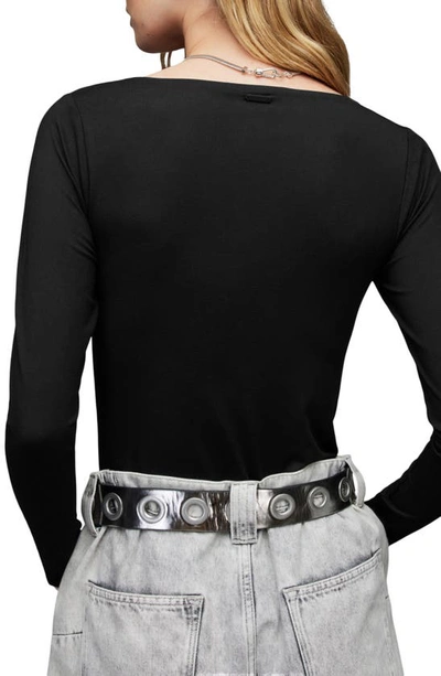 Shop Allsaints Tamie Rib Bodysuit In Black
