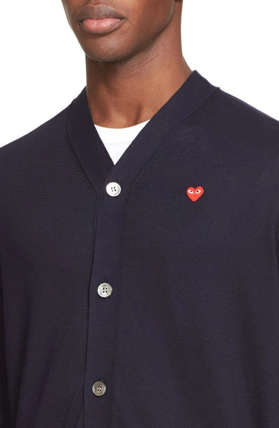 Shop Comme Des Garçons Play Heart Logo Slim Fit Polo In Navy