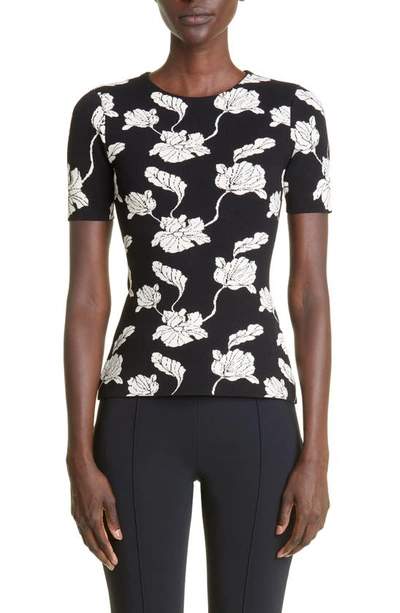 Shop Adam Lippes Floral Jacquard T-shirt In Black Floral