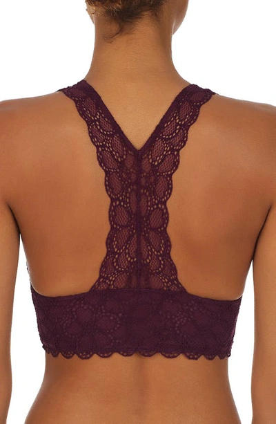 Shop Dkny Superior Lace Racerback Bralette In Grape Wine