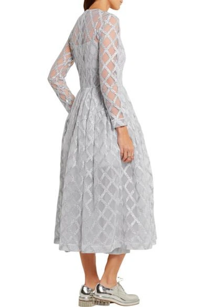 Shop Simone Rocha Metallic Embroidered Tulle Midi Dress