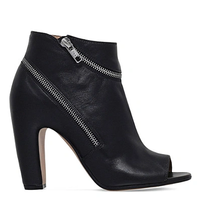 Shop Maison Margiela Zip Open-toe Leather Boots In Black