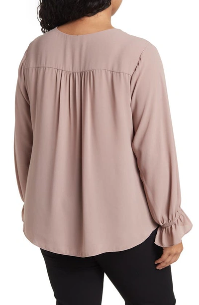 Shop T Tahari Ruffle Cuff Blouse In Solid Color Sable