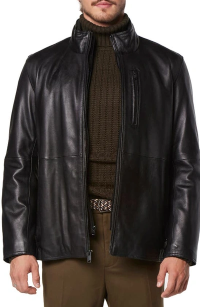 Shop Andrew Marc Wollman Leather Jacket In Black