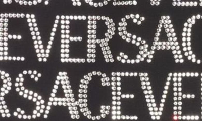 Shop Versace Crystal Logo Virgin Wool Miniskirt In Nero Crystal