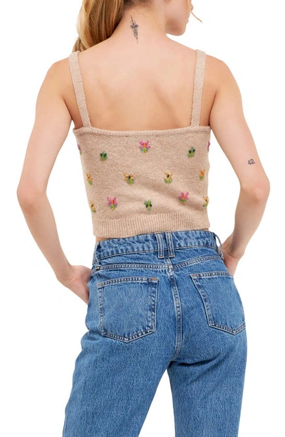 English Factory Beads Detail Crop Sweater Tank In Beige