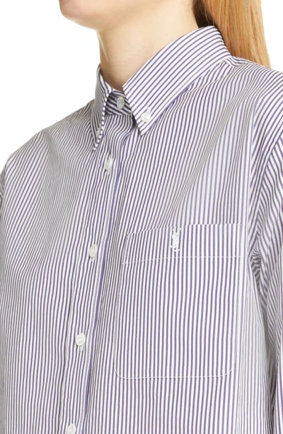 Shop Saint Laurent Stripe Cotton Poplin Button-down Shirt In Blanc Encre