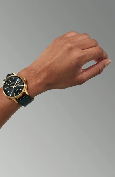Shop Nixon Sentry Solar Leather Strap Watch, 40mm In All Gold / Black