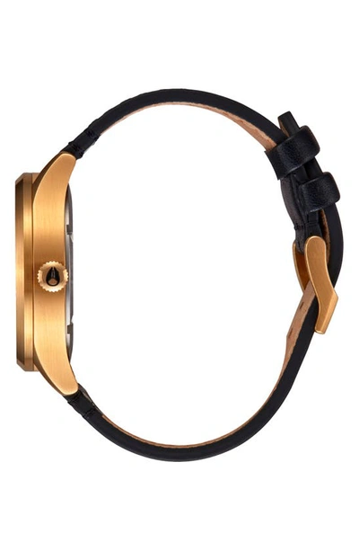 Shop Nixon Sentry Solar Leather Strap Watch, 40mm In All Gold / Black